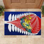 new-zealand-waitangi-day-rubber-doormat-nz-maori-tui-bird-with-kowhai-flowers