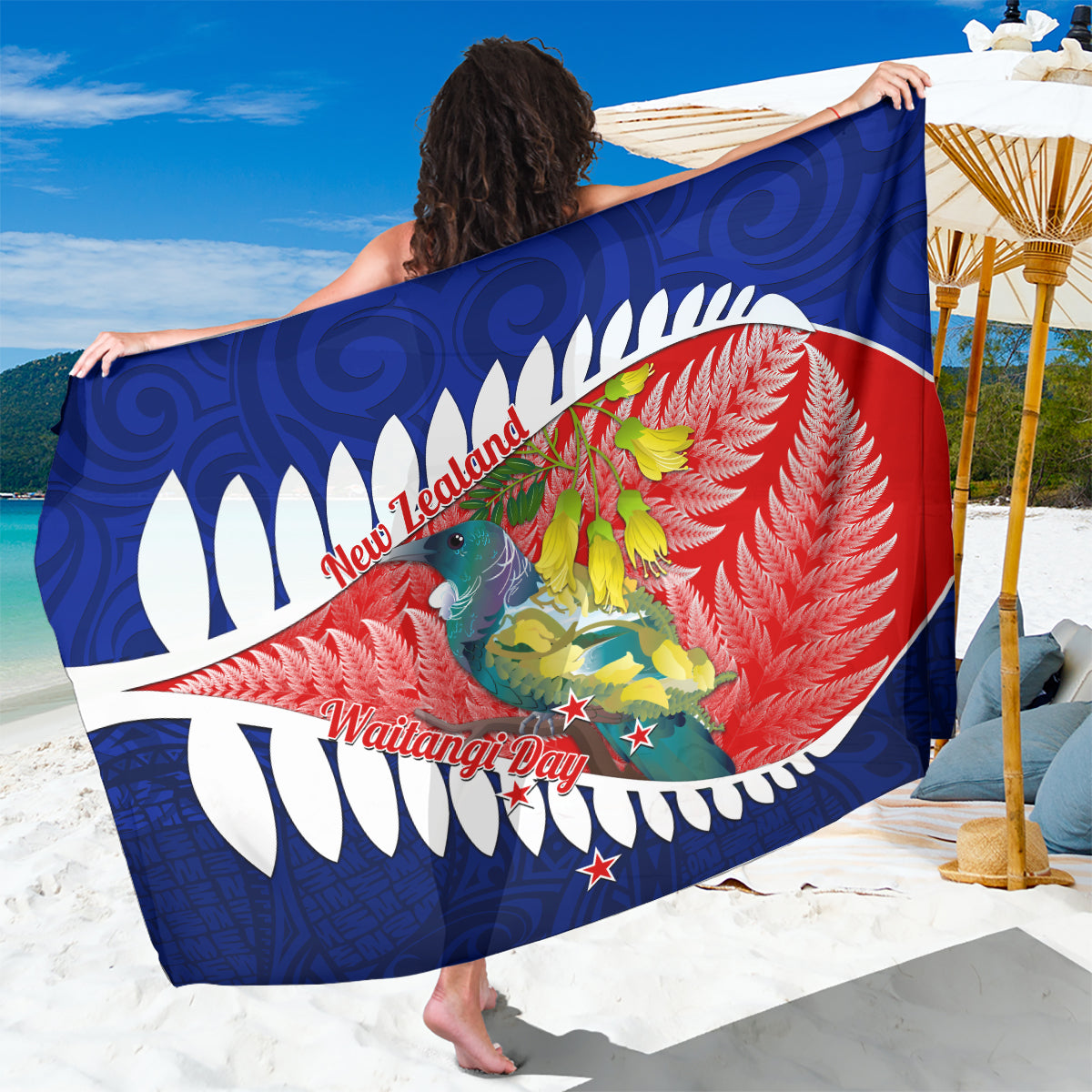 new-zealand-waitangi-day-sarong-nz-maori-tui-bird-with-kowhai-flowers