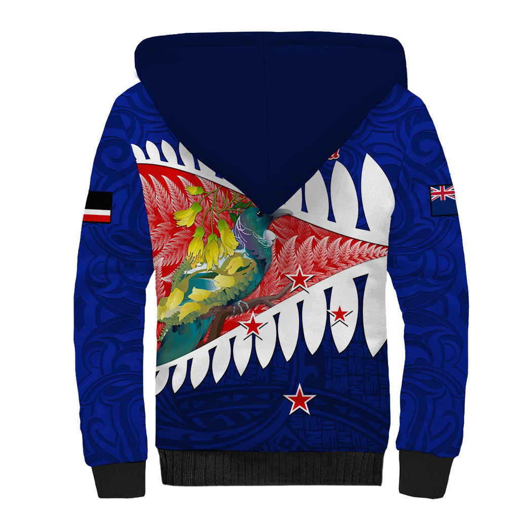 new-zealand-waitangi-day-sherpa-hoodie-nz-maori-tui-bird-with-kowhai-flowers