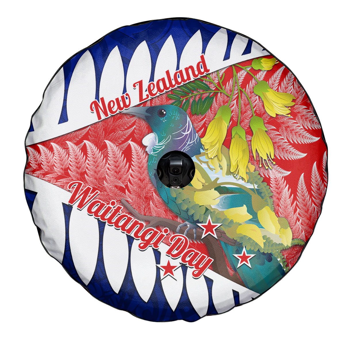 new-zealand-waitangi-day-spare-tire-cover-nz-maori-tui-bird-with-kowhai-flowers