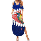 new-zealand-waitangi-day-summer-maxi-dress-nz-maori-tui-bird-with-kowhai-flowers
