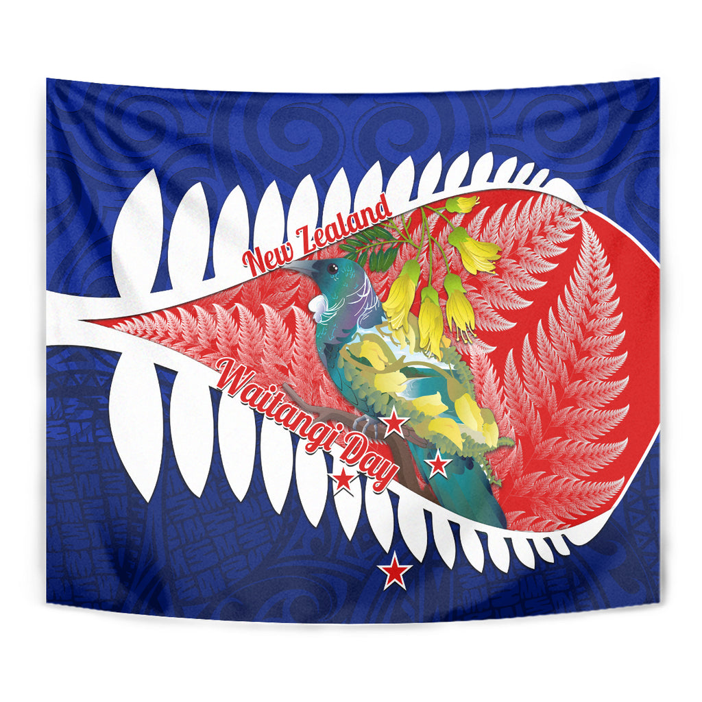 new-zealand-waitangi-day-tapestry-nz-maori-tui-bird-with-kowhai-flowers