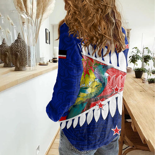 new-zealand-waitangi-day-women-casual-shirt-nz-maori-tui-bird-with-kowhai-flowers