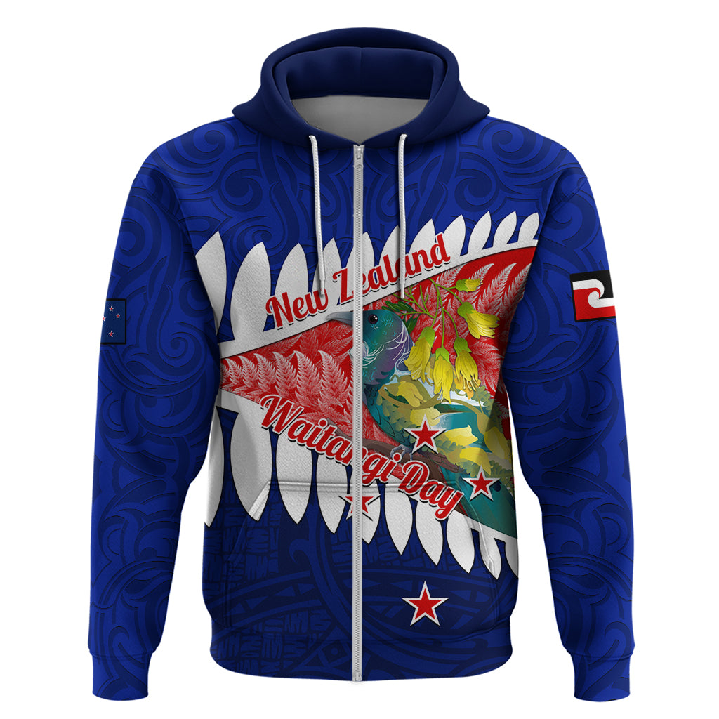 new-zealand-waitangi-day-zip-hoodie-nz-maori-tui-bird-with-kowhai-flowers