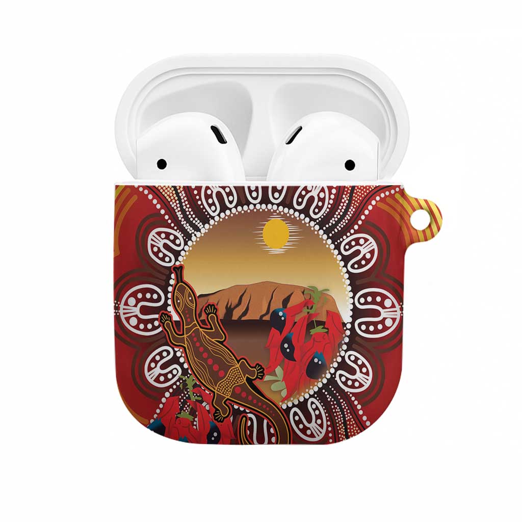 Indigenous Goanna Australia AirPods Case Aussie Uluru Ayers Rock Sturt's Desert Pea