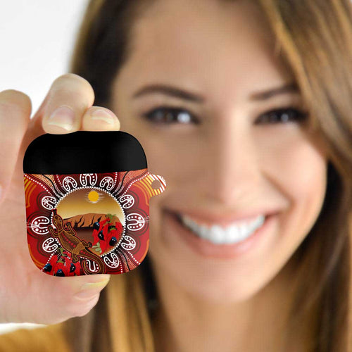 Indigenous Goanna Australia AirPods Case Aussie Uluru Ayers Rock Sturt's Desert Pea