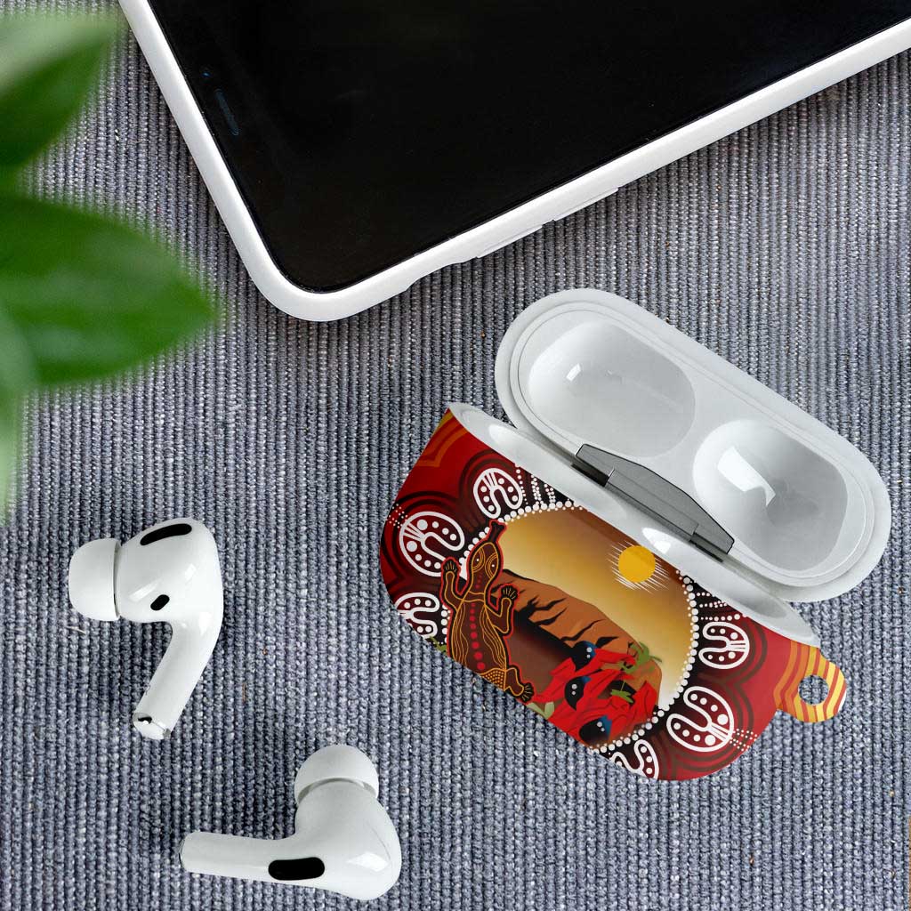 Indigenous Goanna Australia AirPods Case Aussie Uluru Ayers Rock Sturt's Desert Pea