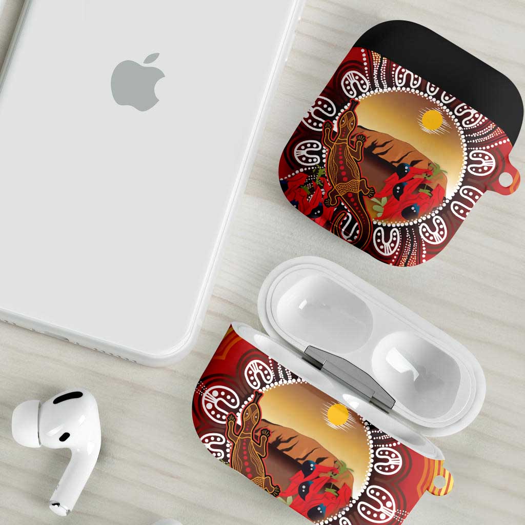 Indigenous Goanna Australia AirPods Case Aussie Uluru Ayers Rock Sturt's Desert Pea