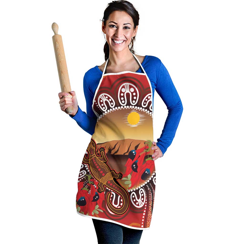 Indigenous Goanna Australia Apron Aussie Uluru Ayers Rock Sturt's Desert Pea