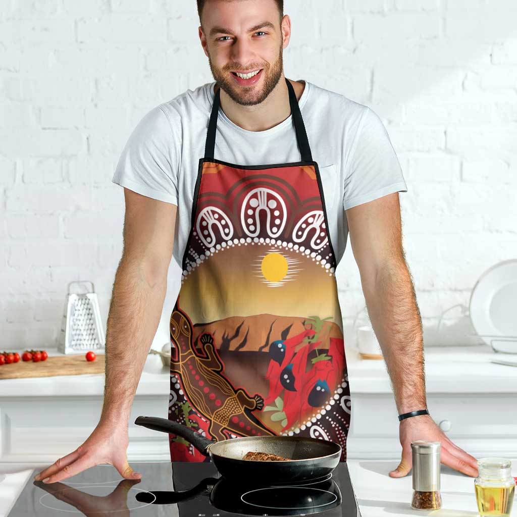 Indigenous Goanna Australia Apron Aussie Uluru Ayers Rock Sturt's Desert Pea