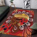 Indigenous Goanna Australia Area Rug Aussie Uluru Ayers Rock Sturt's Desert Pea
