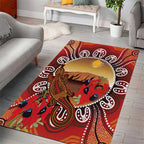 Indigenous Goanna Australia Area Rug Aussie Uluru Ayers Rock Sturt's Desert Pea