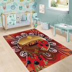 Indigenous Goanna Australia Area Rug Aussie Uluru Ayers Rock Sturt's Desert Pea
