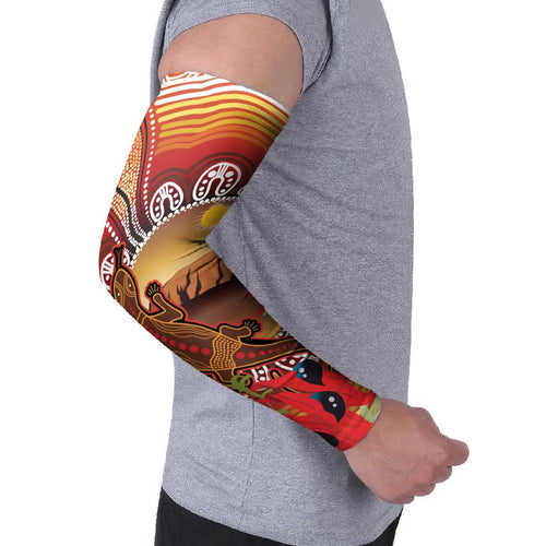 Indigenous Goanna Australia Arm Sleeves Aussie Uluru Ayers Rock Sturt's Desert Pea