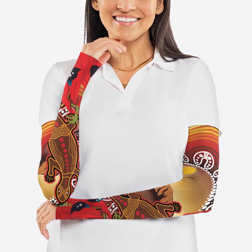 Indigenous Goanna Australia Arm Sleeves Aussie Uluru Ayers Rock Sturt's Desert Pea