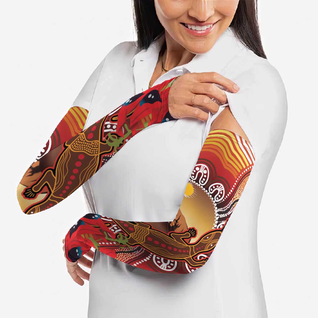 Indigenous Goanna Australia Arm Sleeves Aussie Uluru Ayers Rock Sturt's Desert Pea