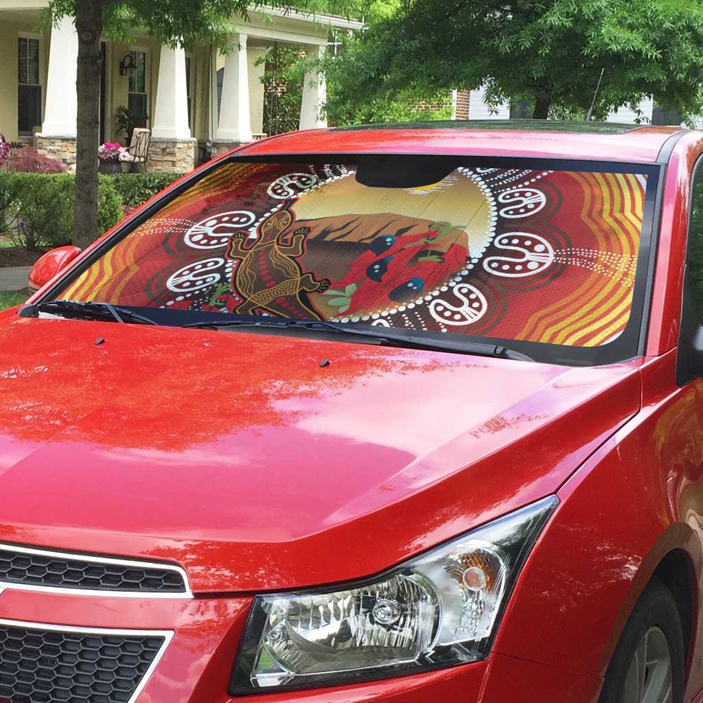 Indigenous Goanna Australia Auto Sun Shade Aussie Uluru Ayers Rock Sturt's Desert Pea