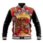 Indigenous Goanna Australia Baseball Jacket Aussie Uluru Ayers Rock Sturt's Desert Pea