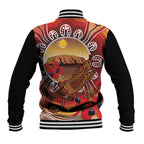 Indigenous Goanna Australia Baseball Jacket Aussie Uluru Ayers Rock Sturt's Desert Pea