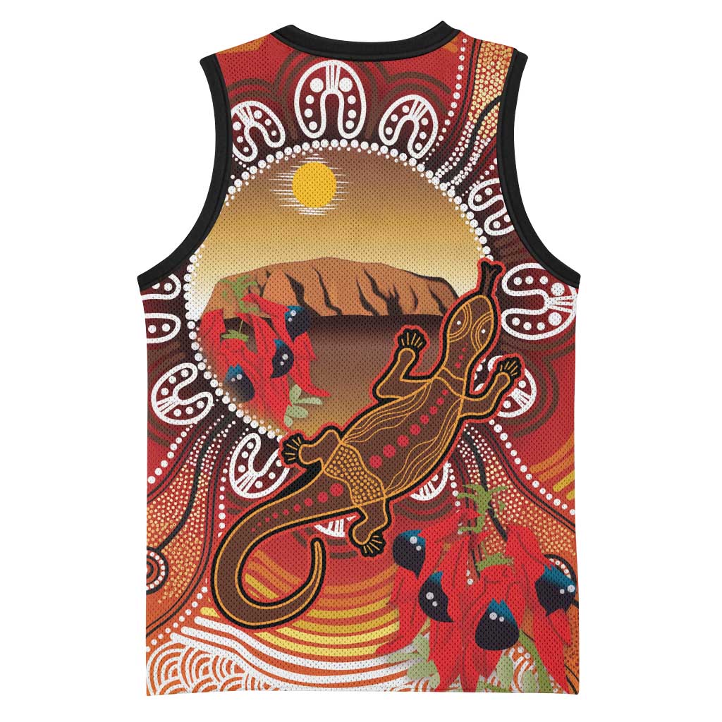 Indigenous Goanna Australia Basketball Jersey Aussie Uluru Ayers Rock Sturt's Desert Pea