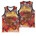 Indigenous Goanna Australia Basketball Jersey Aussie Uluru Ayers Rock Sturt's Desert Pea