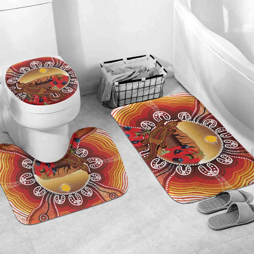 Indigenous Goanna Australia Bathroom Set Aussie Uluru Ayers Rock Sturt's Desert Pea