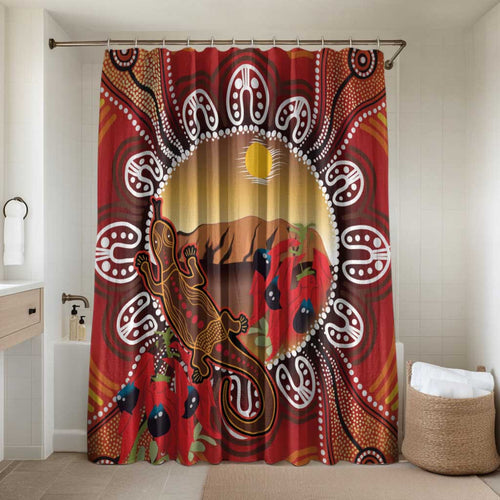 Indigenous Goanna Australia Bathroom Set Aussie Uluru Ayers Rock Sturt's Desert Pea