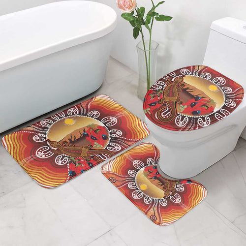 Indigenous Goanna Australia Bathroom Set Aussie Uluru Ayers Rock Sturt's Desert Pea