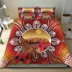 Indigenous Goanna Australia Bedding Set Aussie Uluru Ayers Rock Sturt's Desert Pea