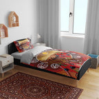 Indigenous Goanna Australia Bedding Set Aussie Uluru Ayers Rock Sturt's Desert Pea