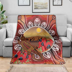 Indigenous Goanna Australia Blanket Aussie Uluru Ayers Rock Sturt's Desert Pea