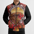 Indigenous Goanna Australia Bomber Puffer Jacket Aussie Uluru Ayers Rock Sturt's Desert Pea
