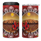 Indigenous Goanna Australia 4 in 1 Can Cooler Tumbler Aussie Uluru Ayers Rock Sturt's Desert Pea