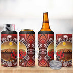 Indigenous Goanna Australia 4 in 1 Can Cooler Tumbler Aussie Uluru Ayers Rock Sturt's Desert Pea