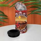 Indigenous Goanna Australia 4 in 1 Can Cooler Tumbler Aussie Uluru Ayers Rock Sturt's Desert Pea