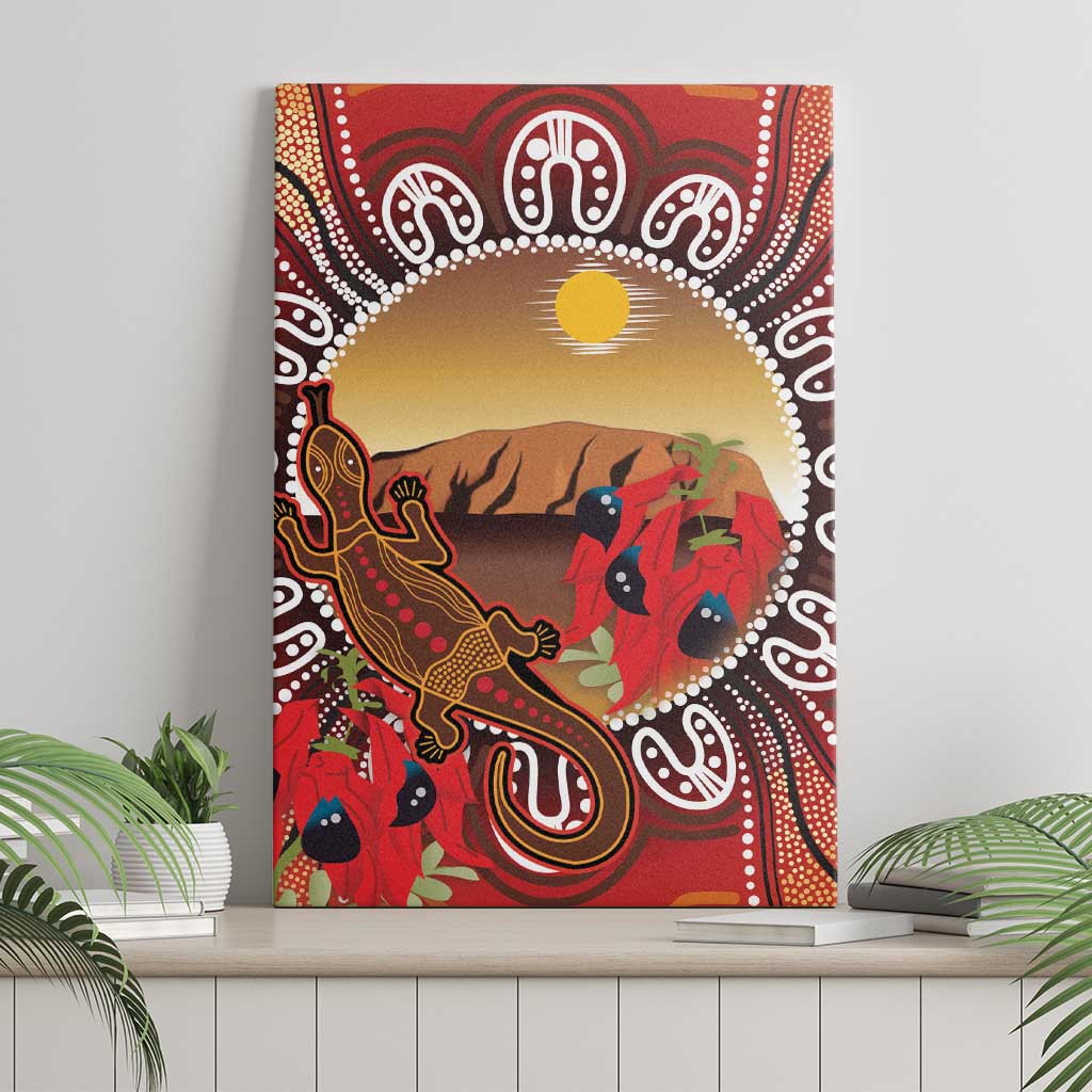 Indigenous Goanna Australia Canvas Wall Art Aussie Uluru Ayers Rock Sturt's Desert Pea