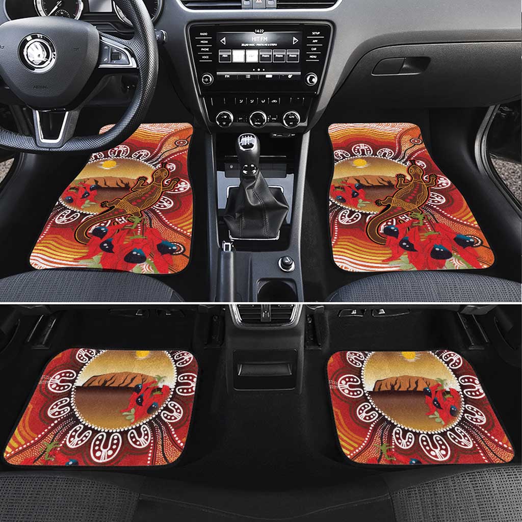 Indigenous Goanna Australia Car Mats Aussie Uluru Ayers Rock Sturt's Desert Pea