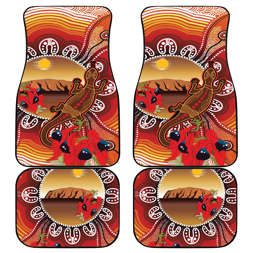 Indigenous Goanna Australia Car Mats Aussie Uluru Ayers Rock Sturt's Desert Pea
