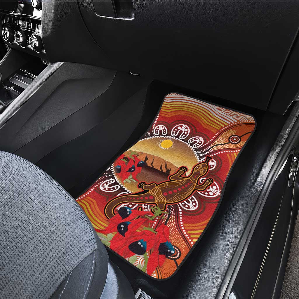 Indigenous Goanna Australia Car Mats Aussie Uluru Ayers Rock Sturt's Desert Pea
