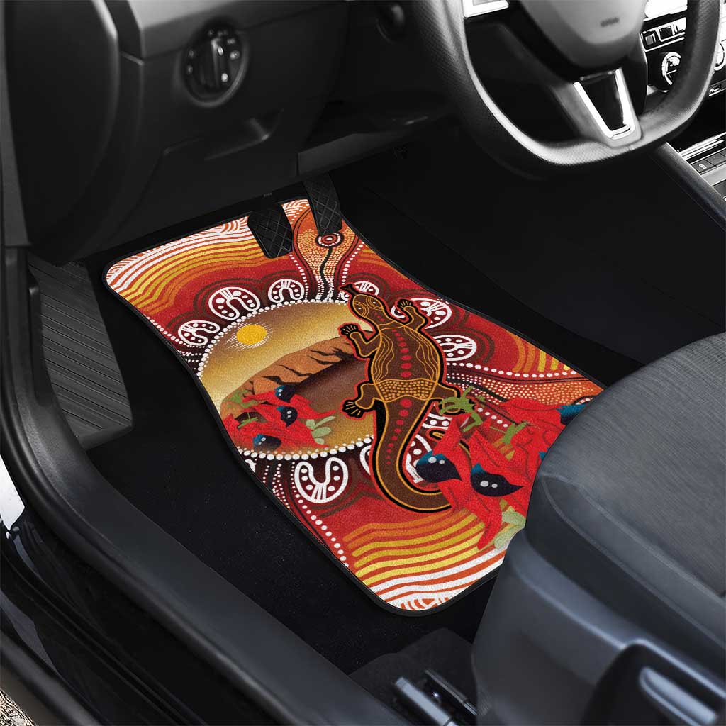 Indigenous Goanna Australia Car Mats Aussie Uluru Ayers Rock Sturt's Desert Pea