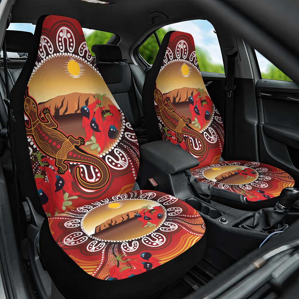 Indigenous Goanna Australia Car Seat Cover Aussie Uluru Ayers Rock Sturt's Desert Pea