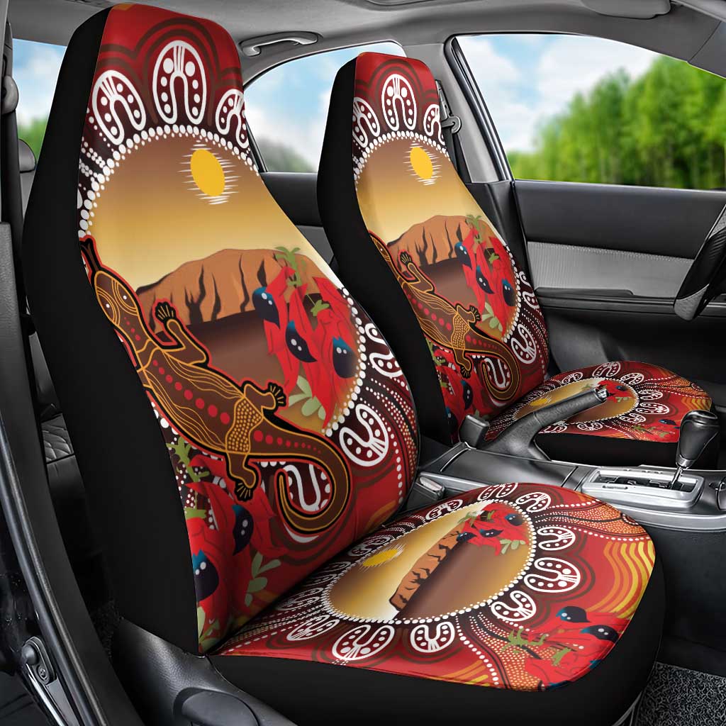 Indigenous Goanna Australia Car Seat Cover Aussie Uluru Ayers Rock Sturt's Desert Pea