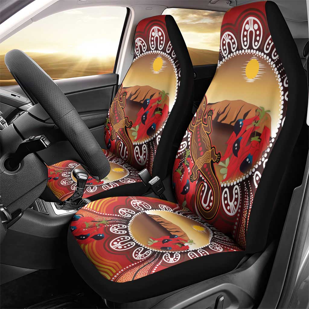 Indigenous Goanna Australia Car Seat Cover Aussie Uluru Ayers Rock Sturt's Desert Pea