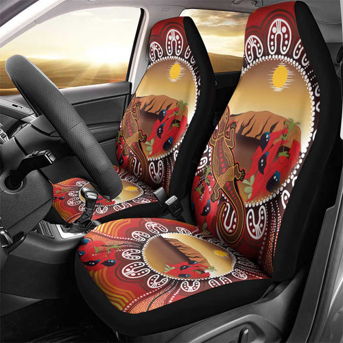 Indigenous Goanna Australia Car Seat Cover Aussie Uluru Ayers Rock Sturt's Desert Pea
