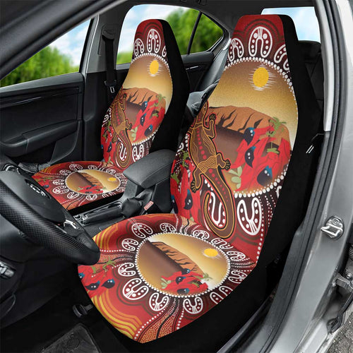 Indigenous Goanna Australia Car Seat Cover Aussie Uluru Ayers Rock Sturt's Desert Pea