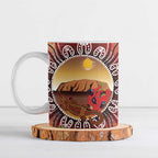 Indigenous Goanna Australia Ceramic Mug Aussie Uluru Ayers Rock Sturt's Desert Pea