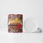 Indigenous Goanna Australia Ceramic Mug Aussie Uluru Ayers Rock Sturt's Desert Pea
