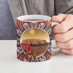 Indigenous Goanna Australia Ceramic Mug Aussie Uluru Ayers Rock Sturt's Desert Pea