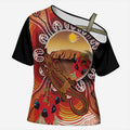 Indigenous Goanna Australia Cross Shoulder Shirt Aussie Uluru Ayers Rock Sturt's Desert Pea