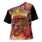 Indigenous Goanna Australia Cross Shoulder Shirt Aussie Uluru Ayers Rock Sturt's Desert Pea